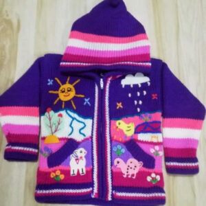 Beautiful sweater for children - purple wool children's cardigan