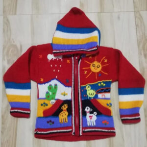 Beautiful sweater for children - red wool children's cardigan