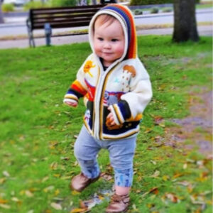 Beautiful sweater for children - natural color wool children's cardigan