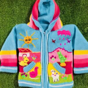 Beautiful sweater for children - light blue wool children's cardigan