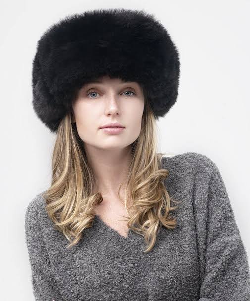 Ladies black fur shop hat